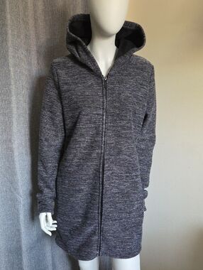 Bench Charcoal Heather Gray Fuzzy Lined Hooded Zip-Up Coatigan